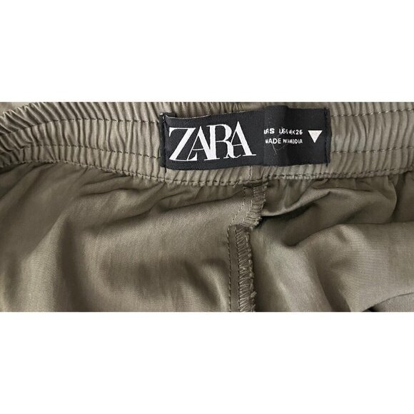 ZARA Grupo Inditex Khaki Olive Green Wide Leg Cargo Baggy Pants Trousers - Picture 5 of 10